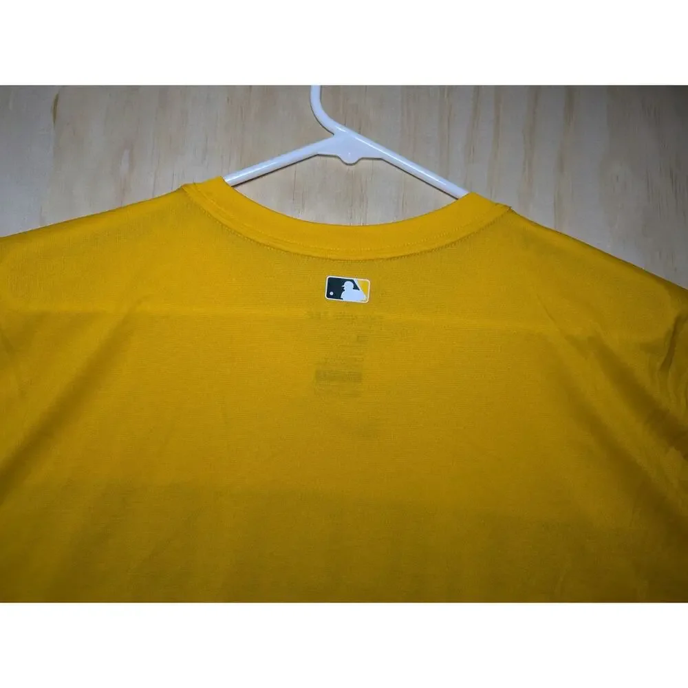 Nike Men's XL Oakland Athletic Dri-FIT Cracks Crew Neck Tee Yellow Cotton NEW